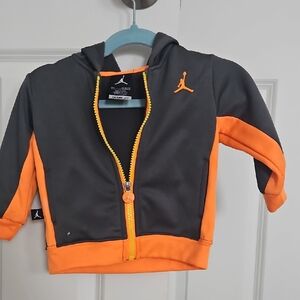 Jordan Black & Orange Kids' Hooded Zip Sweatshirt